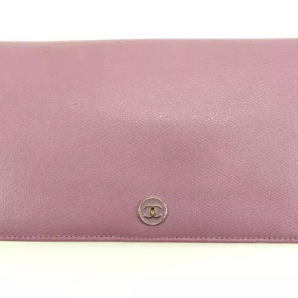 Chanel Wallet Purse Long Wallet Coco Button Purple Woman Authentic - Picture 2 of 6